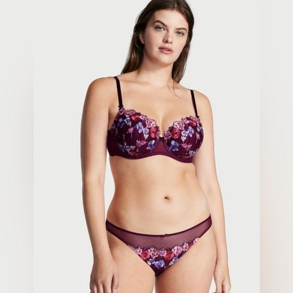 Victoria’s Secret Dream Angels Lightly-Lined Floral Embroidery Demi Bra, 34D - Picture 3 of 16